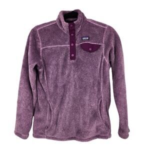 Patagonia Kids Re-Tool Purple Half Snap Pullover Sweater Size XL